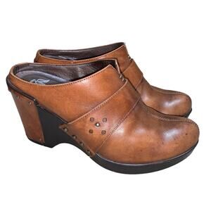 Dansko Francine Brown Leather Studded Wedge Mules    Size: EU 37 US 6.5